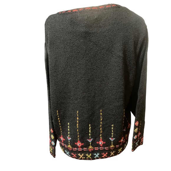 VTG Icelandic Designs Silk Blend  Artsy Retro Embroidered Button L Cardigan Y2K - Picture 3 of 9